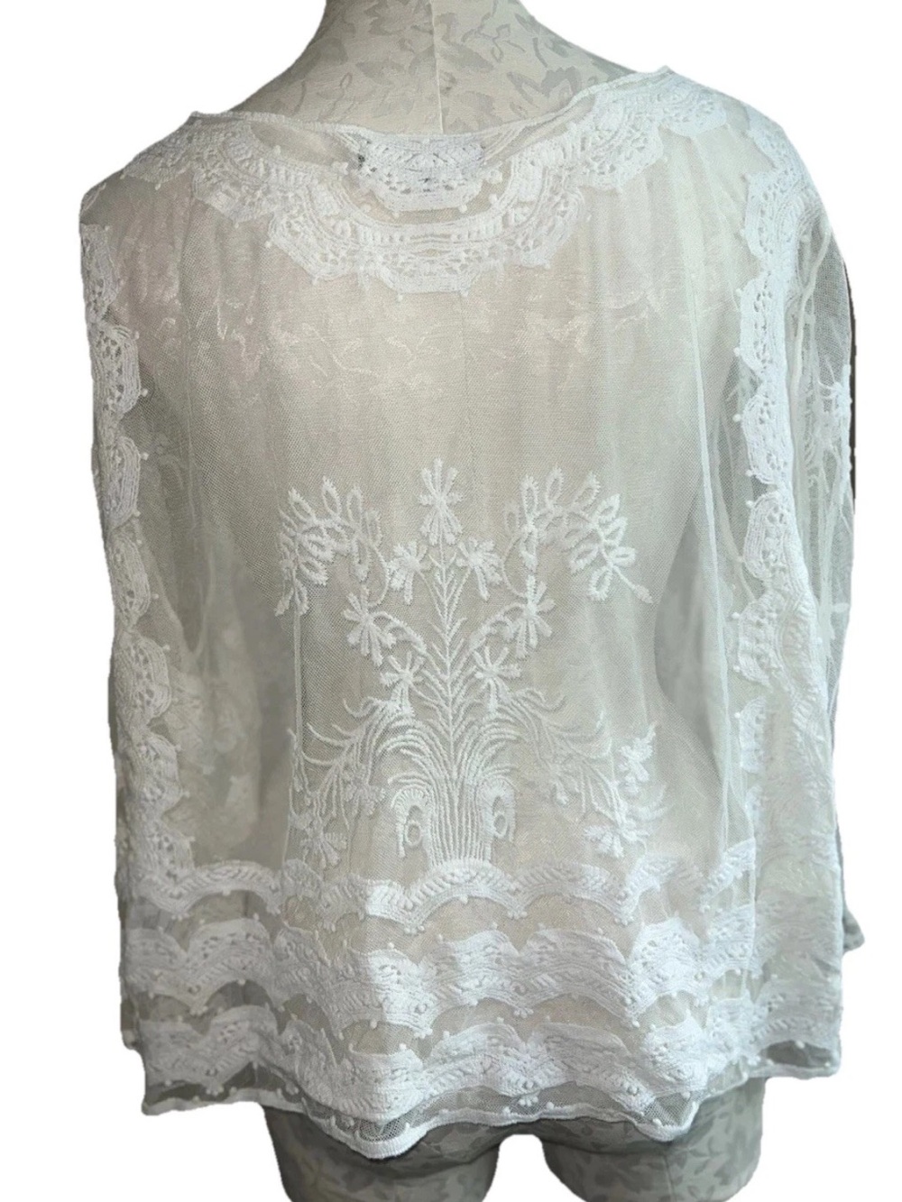 Chris McLaughlin NWT White Sheer Lace Embroidered Shrug Cardigan 3X - Picture 14 of 16